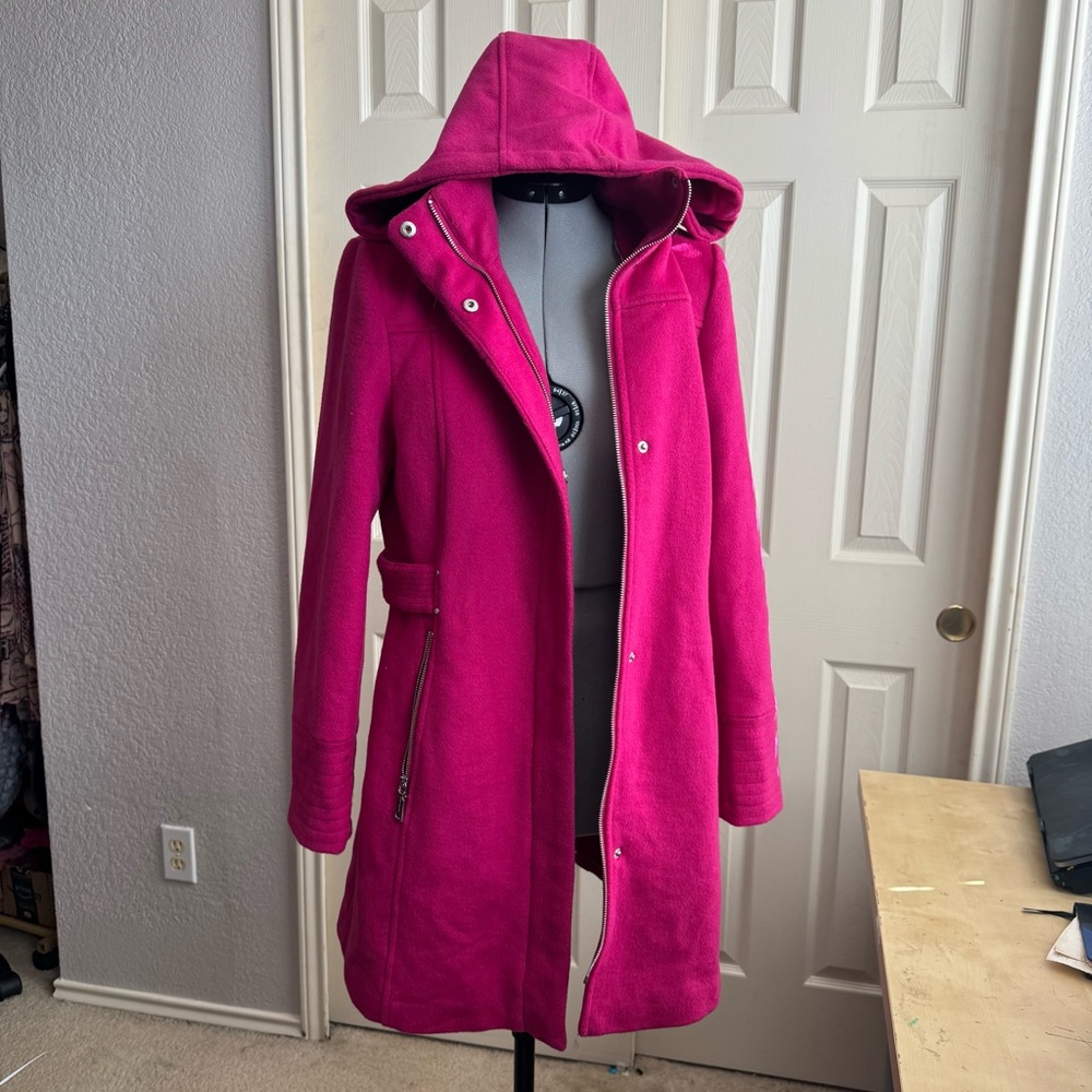 Vince Camino Hooded Hot Pink Pea Coat
